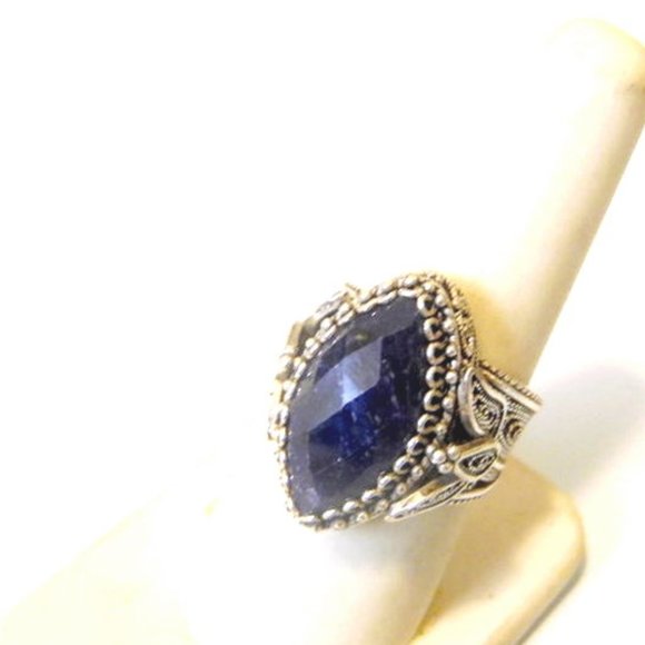 Ottoman Silver Marquise Blue Corundum Ring Size 7 - Picture 6 of 6